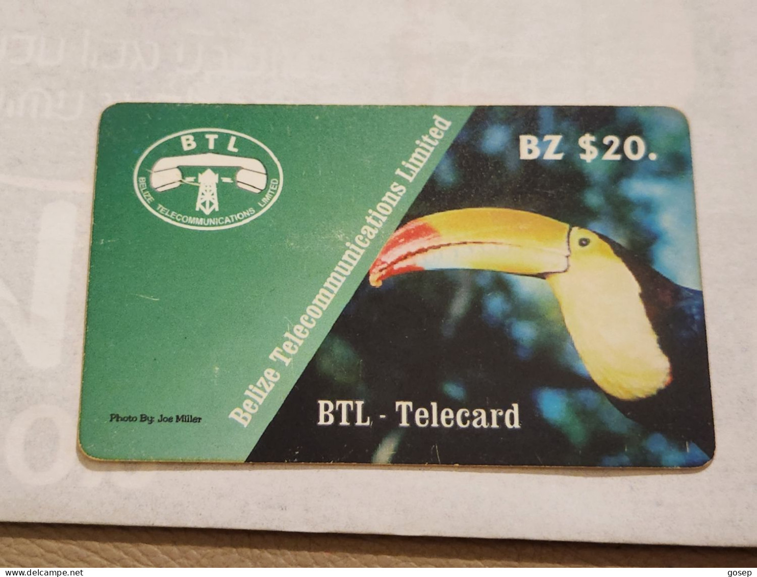 Belize-(BZ-BTL-TEL-0003A)-Toucan-(28)-(bz$20)-(386-921-1962)-(1065282)-used Card+1card Prepiad/gift Free - Belize