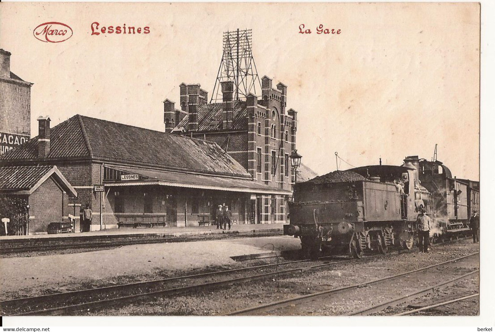 LESSINES LA GARE FELDPOST? 1918 LOCOMOTIF MARCOVICI BRUXELLES 1530 D1 - Lessines