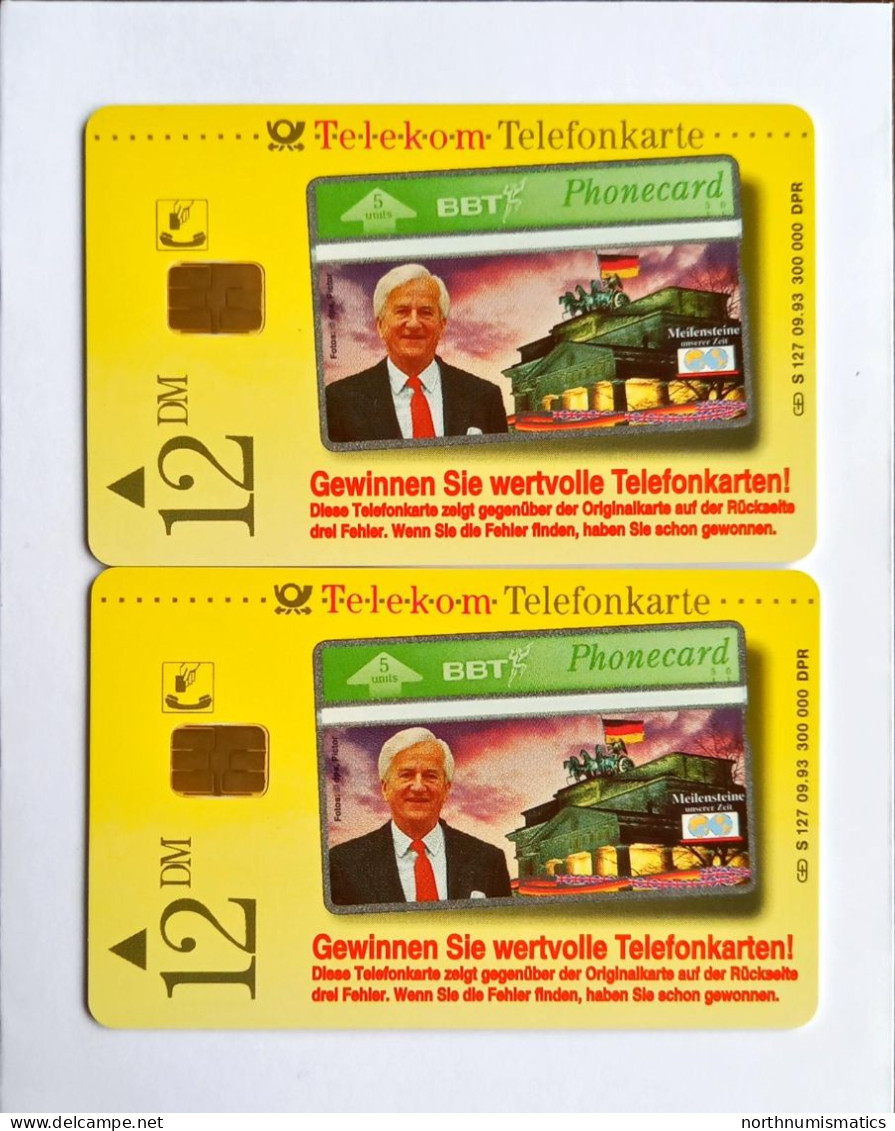 2 Pcs Germany Telekom Telefonkarte Chip Phone Card  Mint Consecutive Number - Lots - Collections