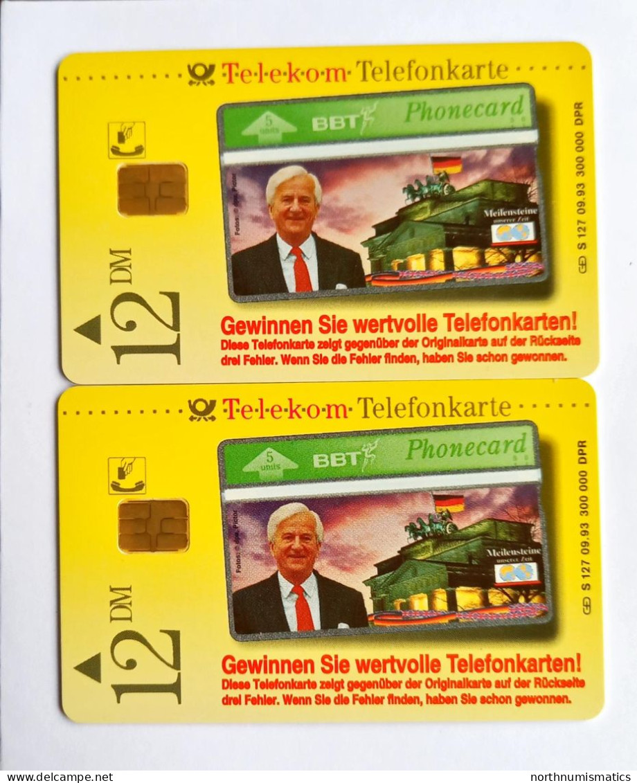 2 Pcs Germany Telekom Telefonkarte Chip Phone Card  Mint Consecutive Number - Collections