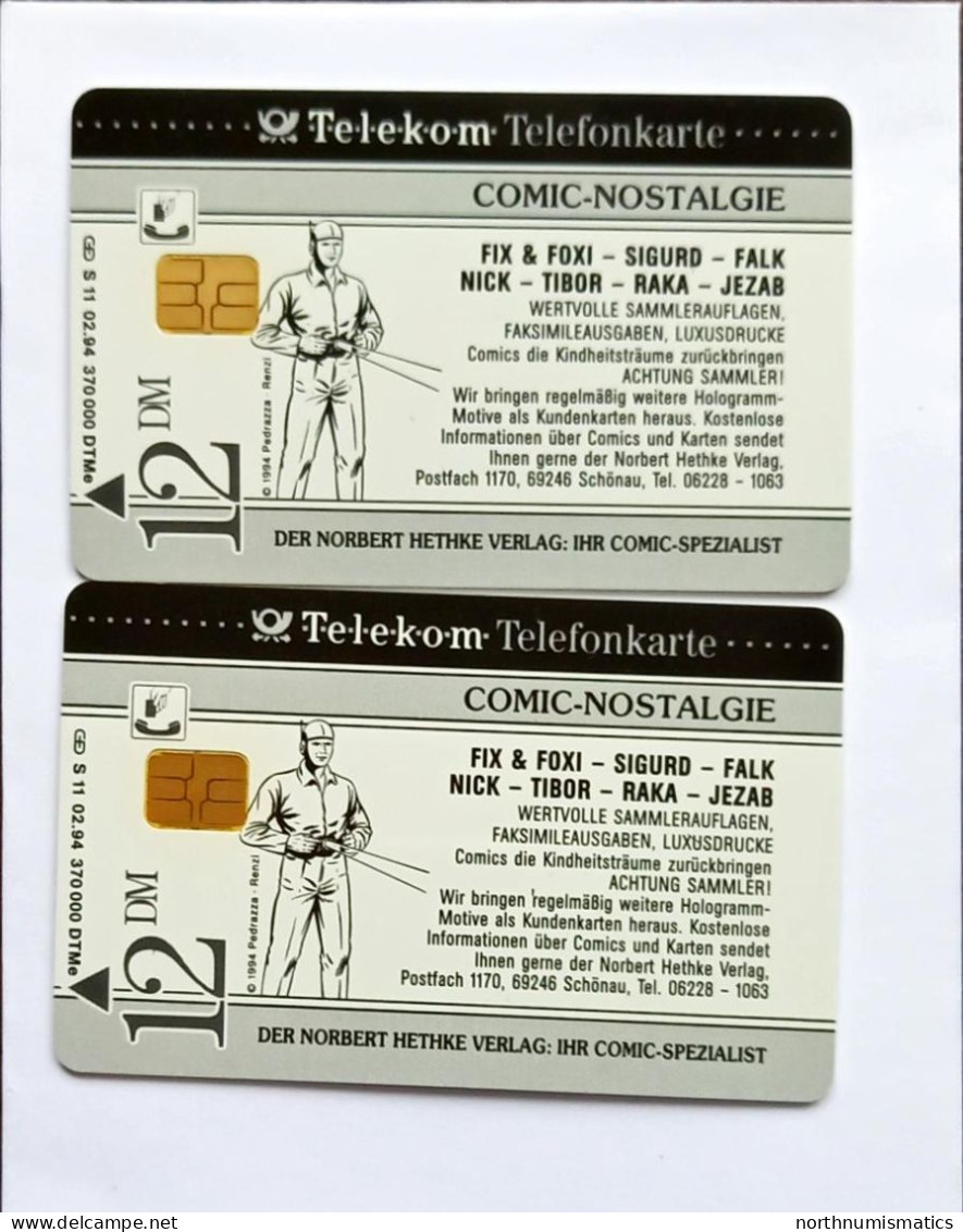 2 Pcs Germany Telekom Telefonkarte Chip Phone Card  Mint Consecutive Number Scratch - Lots - Collections