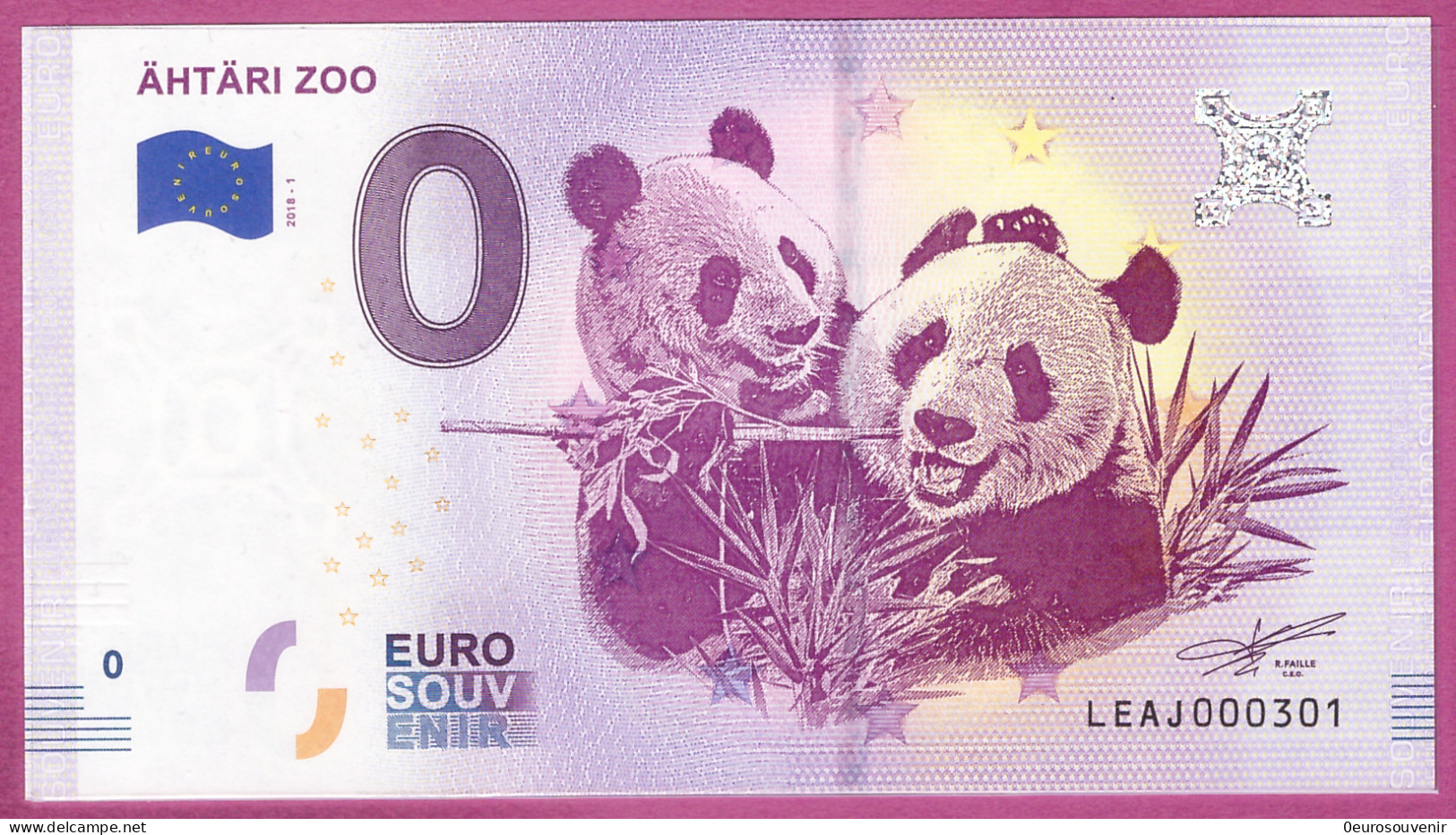 0-Euro LEAJ 2018-1 ÄHTÄRI ZOO - PANDA BÄREN - Private Proofs / Unofficial