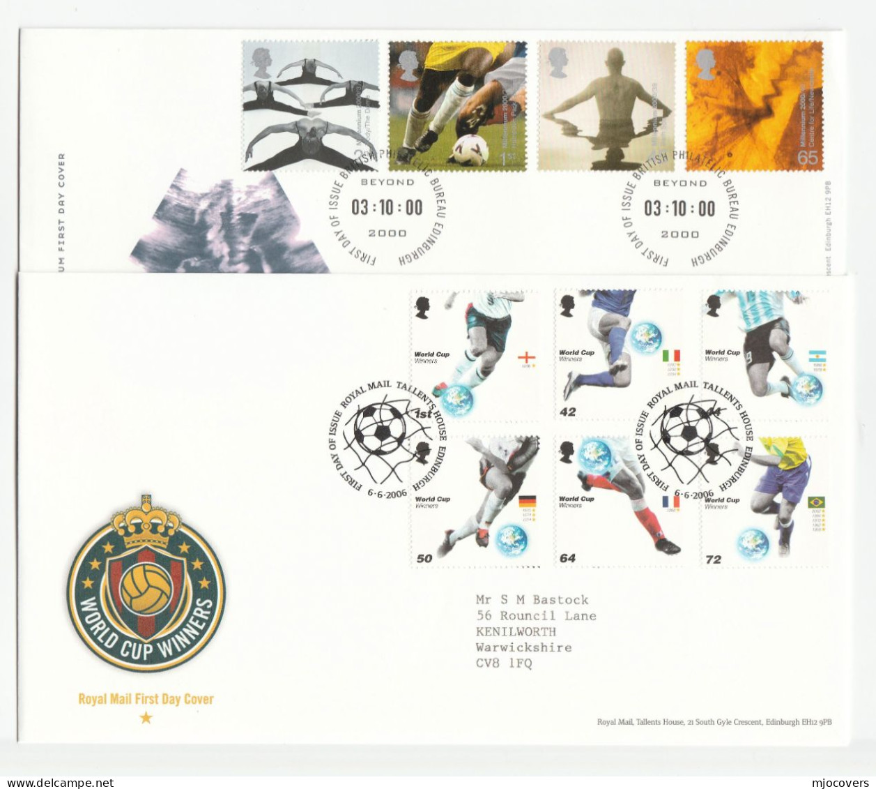 FOOTBALL  2000  & 2006 FDCs GB Stamps Soccer Sport  Cover Fdc - 2006 – Duitsland