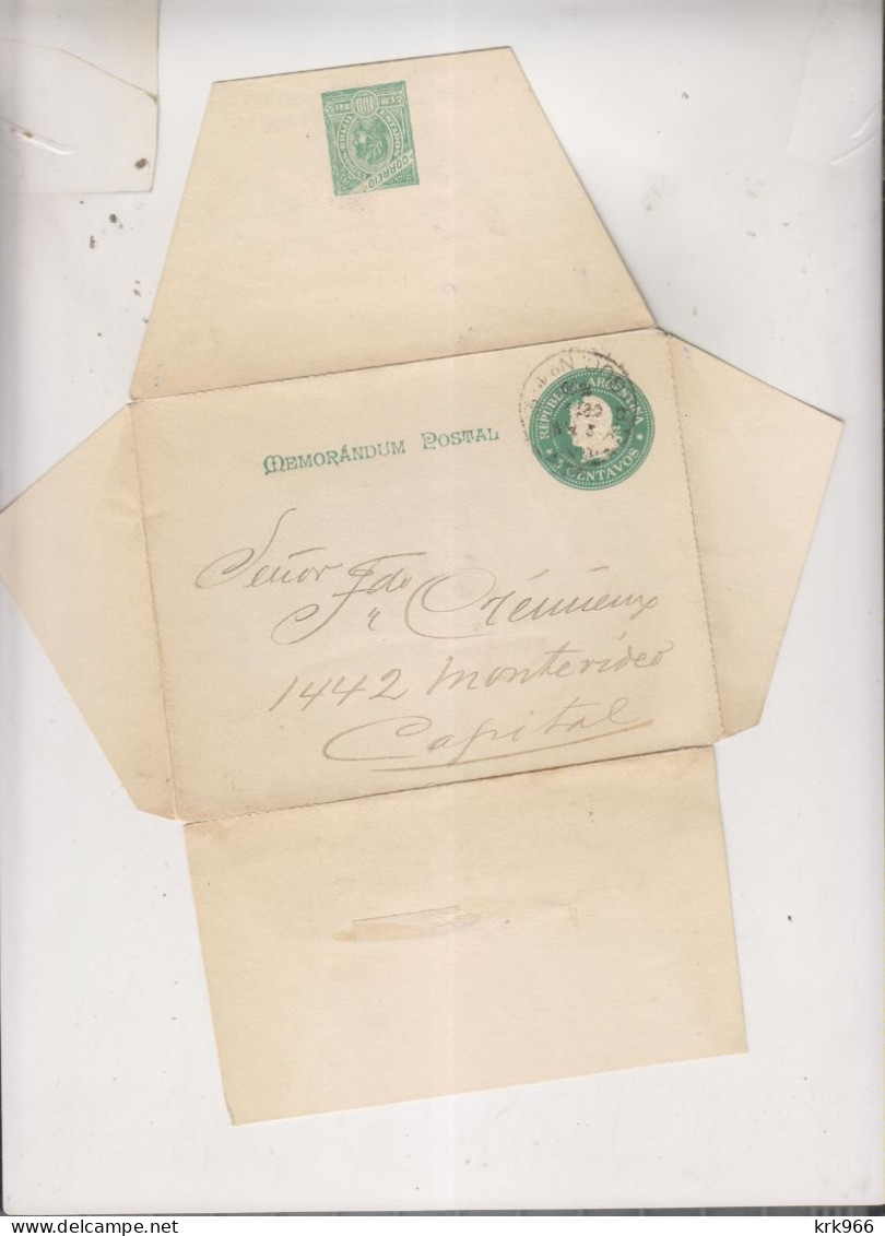 ARGENTINA 1900 Stationery To Montevideo Uruguay - Interi Postali