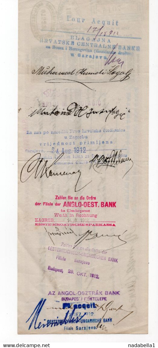 1912. BOSNIA,AUSTRIAN OCCUPATION,SARAJEVO,ANGLO-OEST BANK,CROATIAN CENTRAL BANK,2 KRONA CHEQUE - Schecks  Und Reiseschecks