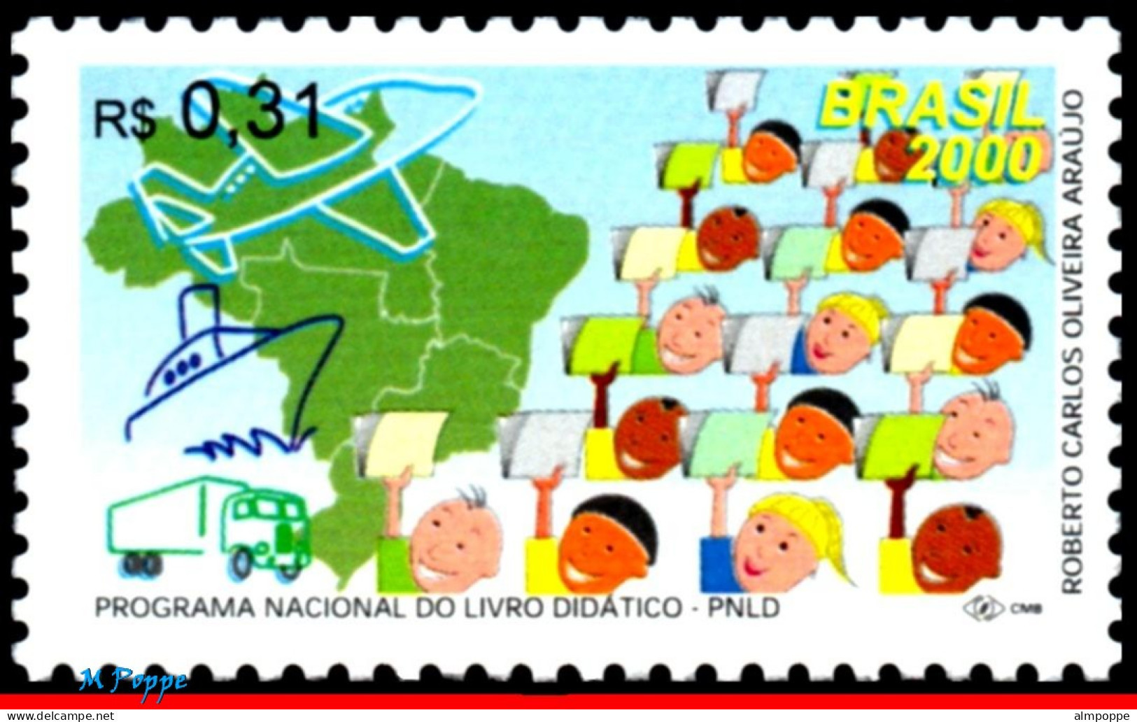 Ref. BR-2733 BRAZIL 2000 - SCHOOL BOOK PROGRAM, MAP,PLANE, SHIP, TRUCK, MI# 2994, MNH, EDUCATION 1V Sc# 2733 - Nuovi