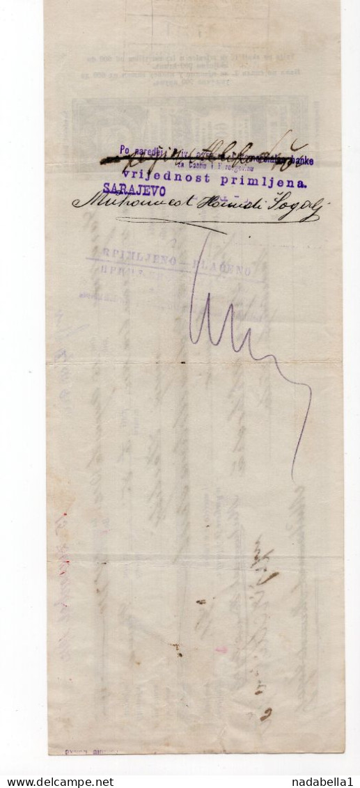 1912. BOSNIA,AUSTRIAN OCCUPATION,SARAJEVO,PRIV. AGRAR & COMMERCIAL BANK OF BIH,60 HELLER CHEQUE - Schecks  Und Reiseschecks