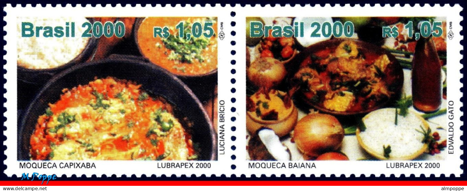 Ref. BR-2735 BRAZIL 2000 - REGIONAL CUISINE, MOQUECACAPIXABA BAIANA, MI# 2998-99, SET MNH, FOOD, DRINKS 2V Sc# 2735 - Nuevos