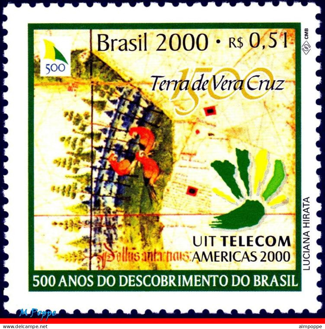 Ref. BR-2737 BRAZIL 2000 - DISCOVERY OF BRAZIL, MAPS, UIT TELECOM, MI# 3001, MNH, HISTORY 1V Sc# 2737 - Ongebruikt