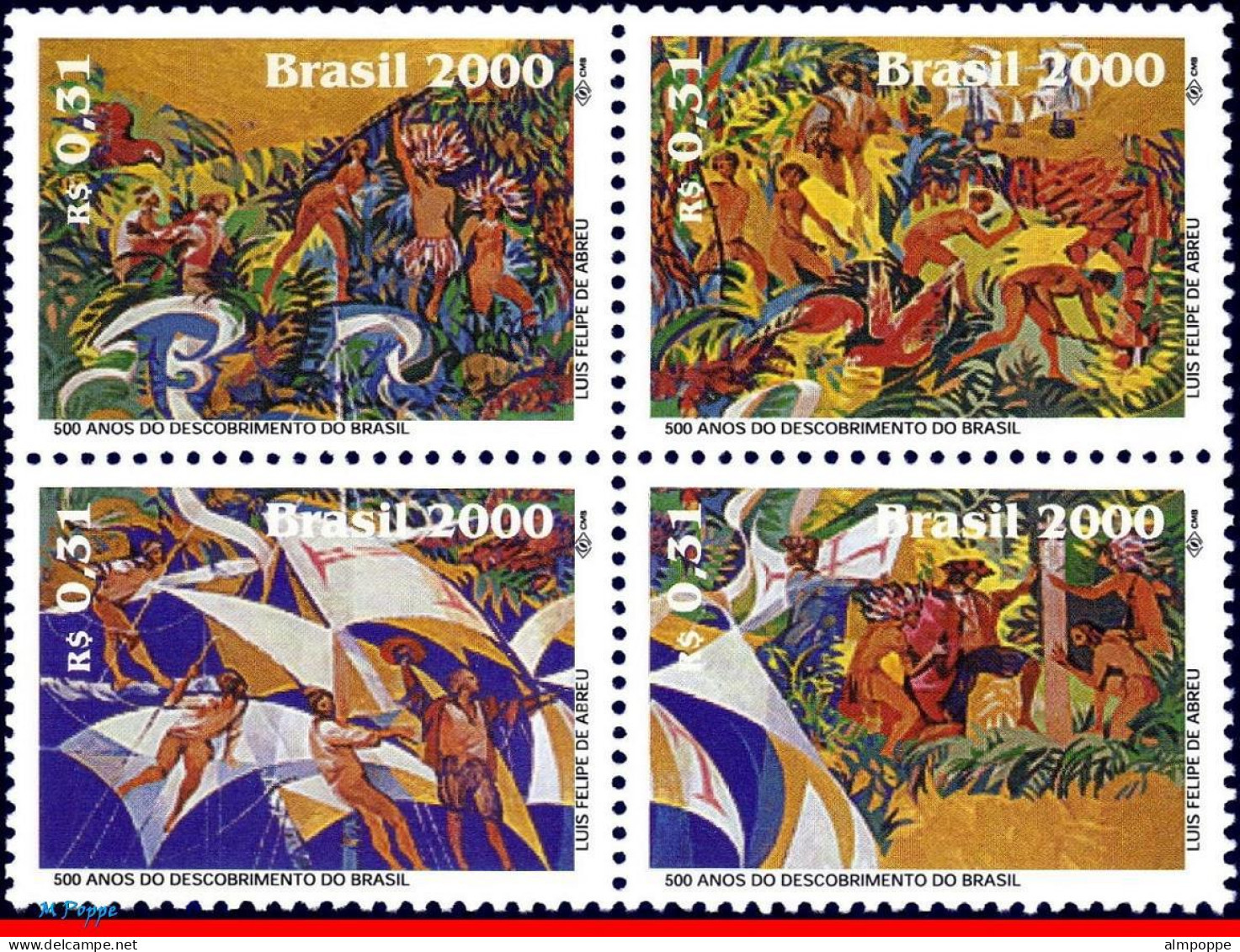 Ref. BR-2738 BRAZIL 2000 - WITH PORTUGAL, DISCOVERYOF BRAZIL, SHIPS, MI# 3002-05, SET MNH, JOINT ISSUE 4V Sc# 2738 - Sonstige & Ohne Zuordnung