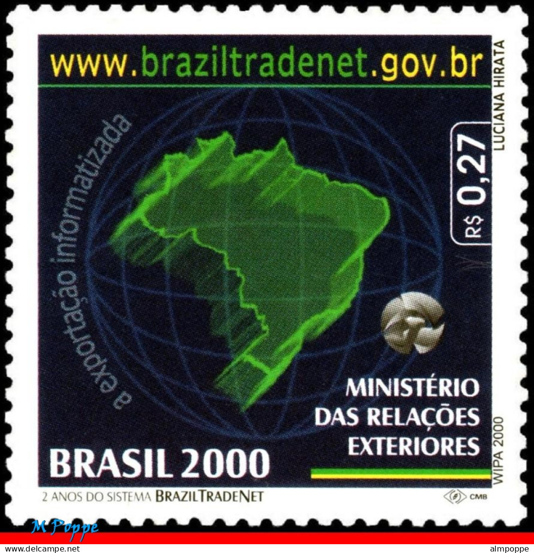 Ref. BR-2741 BRAZIL 2000 - TRADE NET WEBSITE,MAPS, COMPUTING, MI# 3027, MNH, TELECOMMUNICATION 1V Sc# 2741 - Unused Stamps