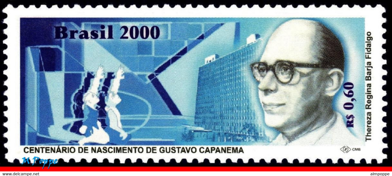 Ref. BR-2759 BRAZIL 2000 - GUSTAVO CAPANEMA,POLITICIAN, MI# 3053, MNH, FAMOUS PEOPLE 1V Sc# 2759 - Ongebruikt