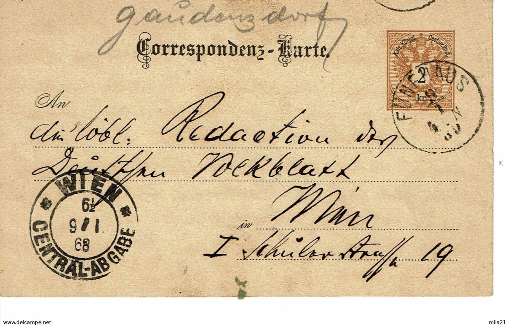 Empire AUTRICHIEN Timbre Type N°40  CORRESPONDENZ KARTE DE 1889 - Cartes Postales
