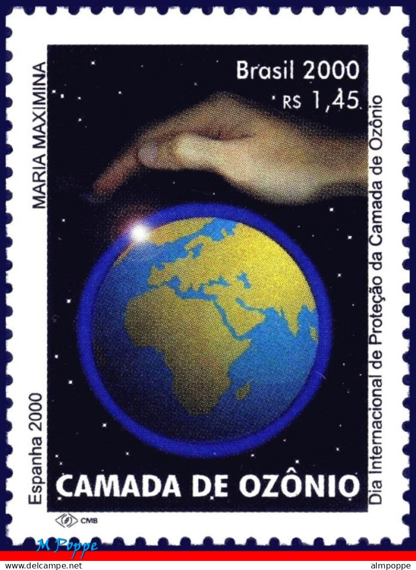 Ref. BR-2761 BRAZIL 2000 - OZONE LAYER PROTECTION,GLOBE, MAP, ENVIRONMENT, MI# 3056, MNH, NATURE 1V Sc# 2761 - Nuevos