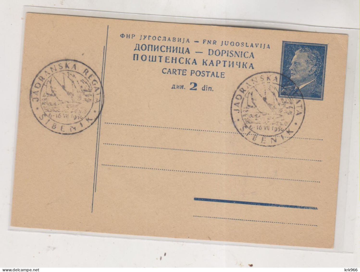 YUGOSLAVIA,1950  SIBENIK Nice Postal Stationery - Lettres & Documents