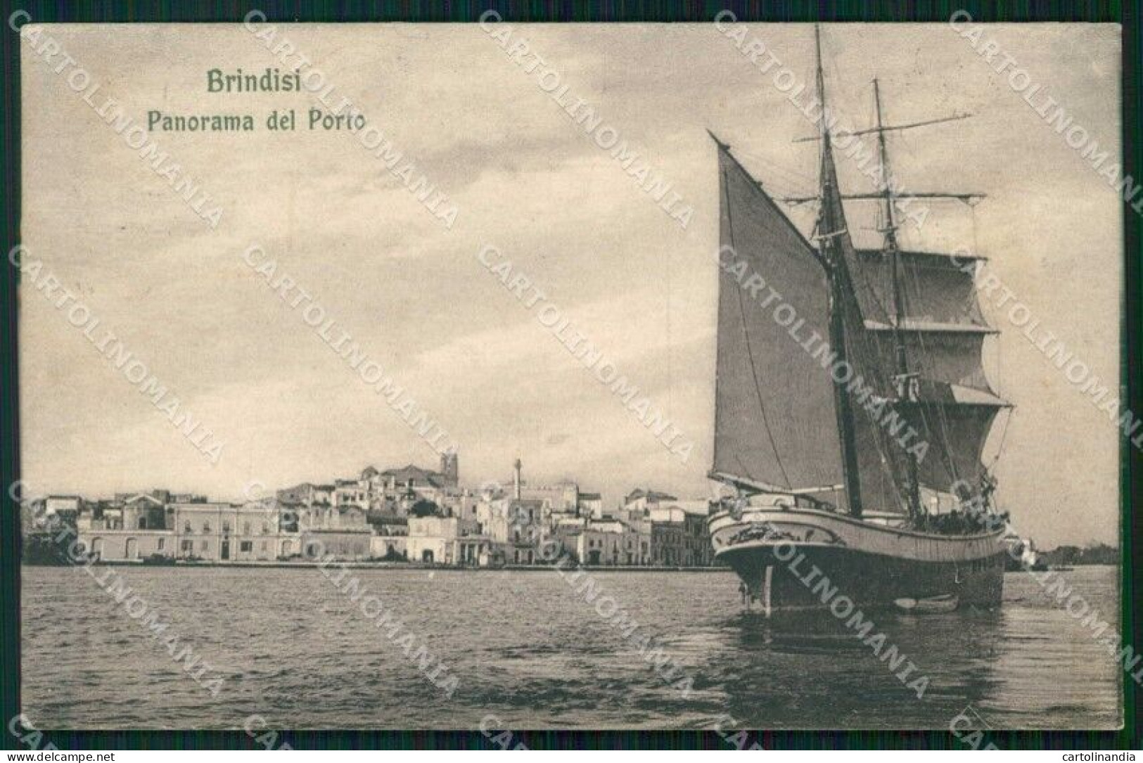 Brindisi Città Veduta Del Porto Nave Veliero Cartolina RB6077 - Brindisi