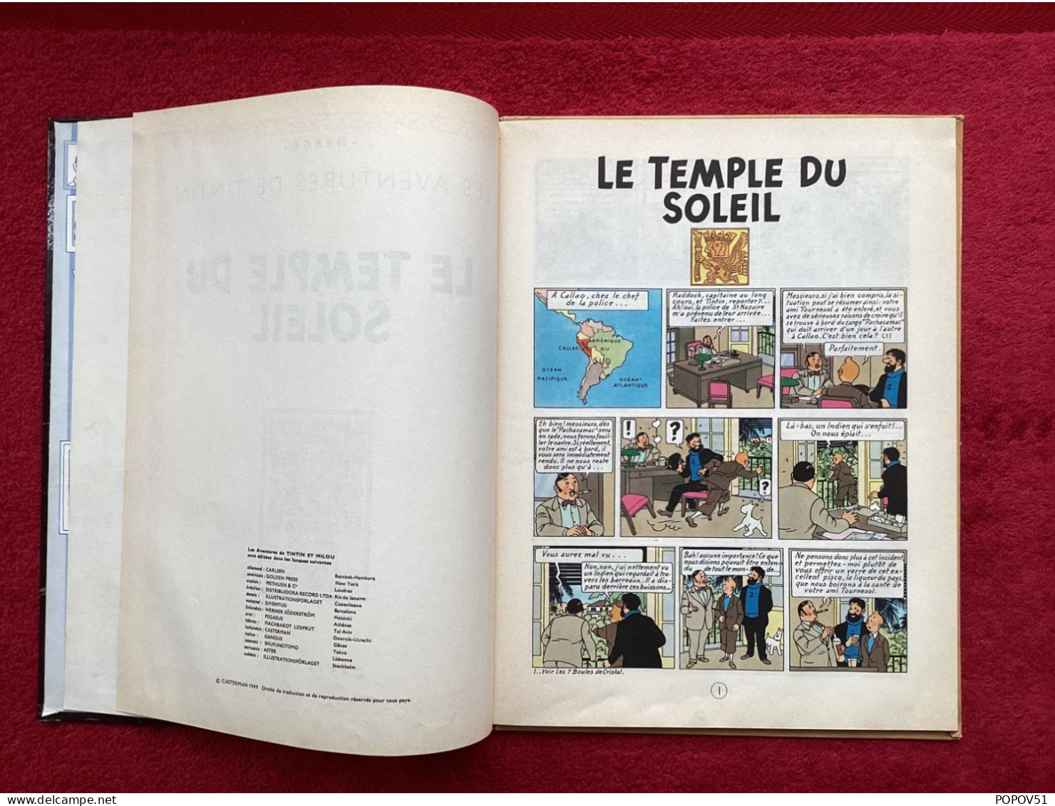 Hergé dedicace dans album Le Temple du Soleil