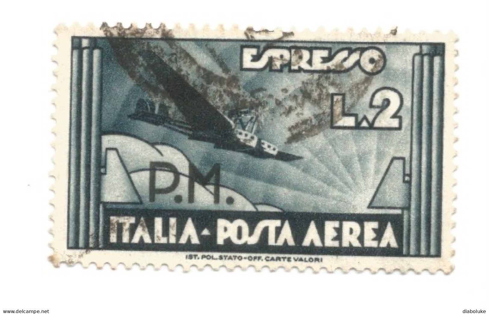 (REGNO D'ITALIA) 1942, POSTA MILITARE, ESPRESSO AEREO, 2L - 1 Francobollo Usato (CAT. SASSONE N.19) - Militärpost (MP)