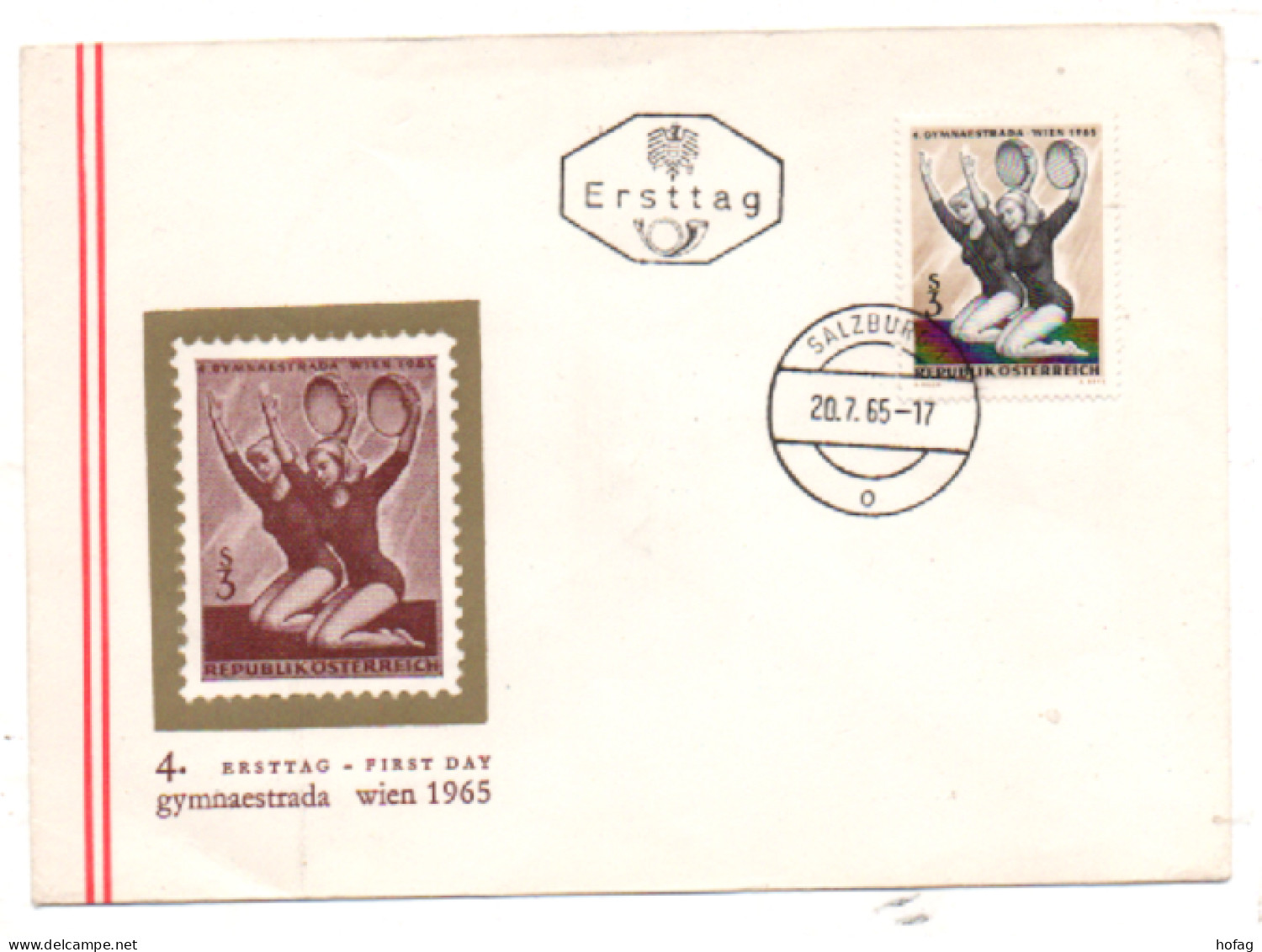 Österreich 1965 MiNr.: 1191 Gymnastrada Ersttag; Austria FDC Scott: 751  YT: 1027 Sg: 1454 - FDC