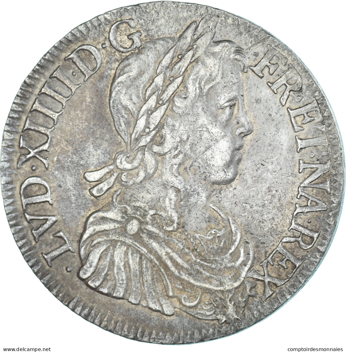 Monnaie, France, Louis XIV, Écu à La Mèche Longue, 1648, Bordeaux, Variété - 1643-1715 Luis XIV El Rey Sol