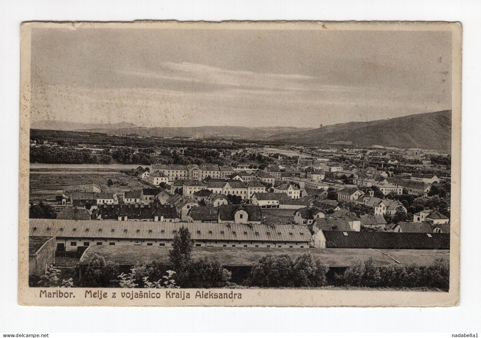 1928. KINGDOM OF SHS,SLOVENIA,MARIBOR,MELJE WITH KING ALEKSANDAR BARACS,POSTCARD,USED - Yougoslavie