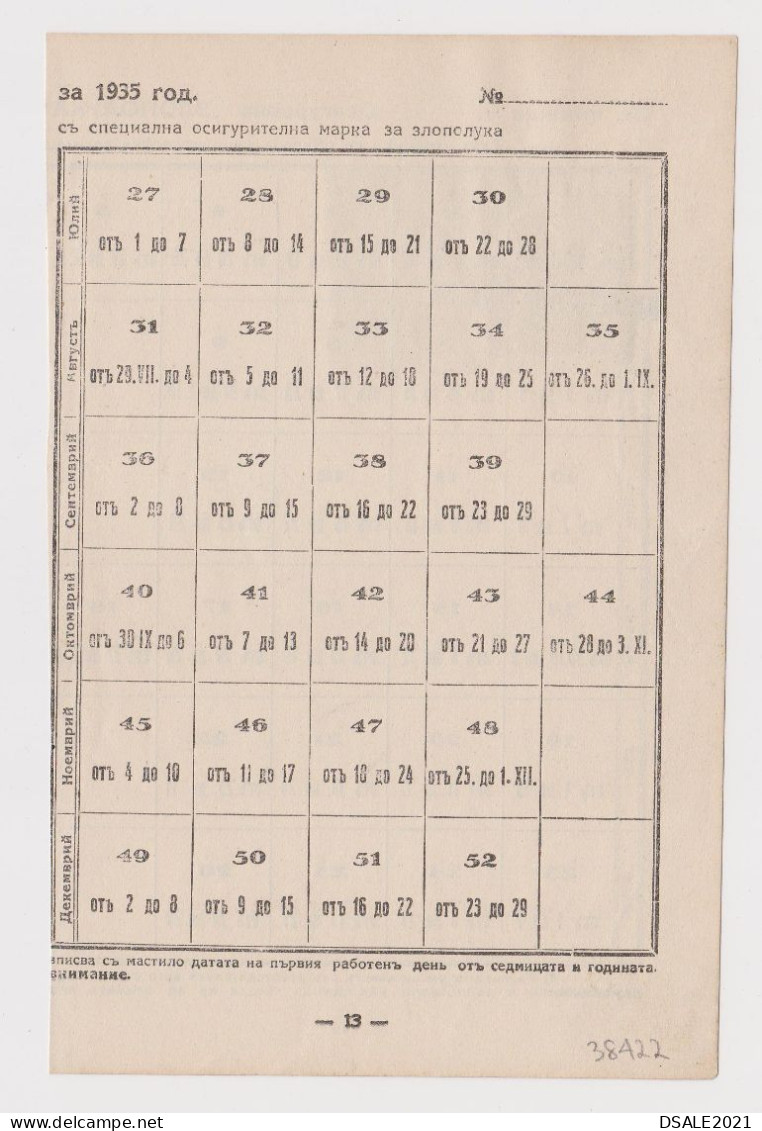 Bulgaria Bulgarie Bulgarien 1930s Social Insurance Fiscal Revenue Stamp, Stamps On Fragment Page (38422) - Sellos De Servicio