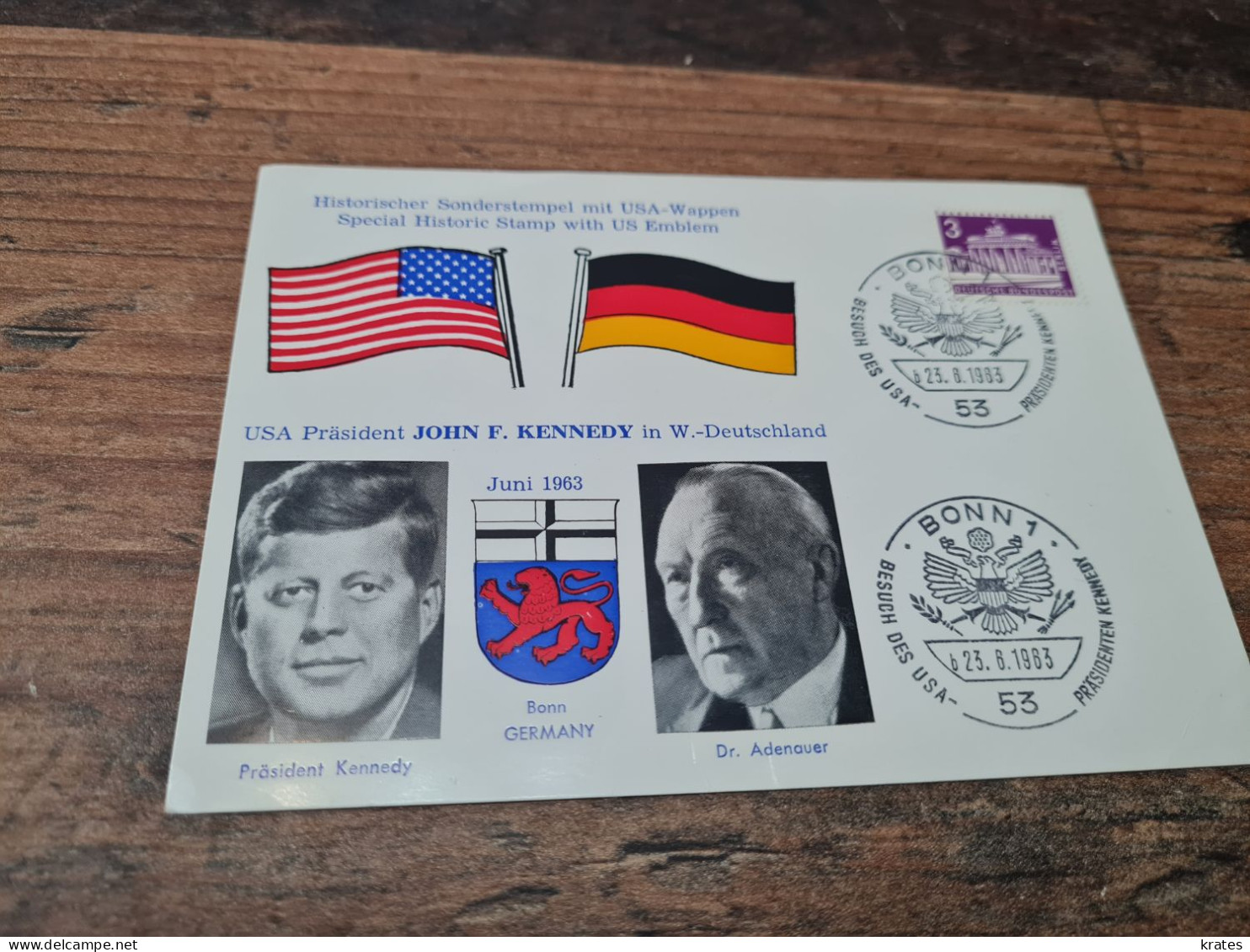 Postcard - J. F. Kennedy - C. Adenauer       (V 38065) - Politieke En Militaire Mannen