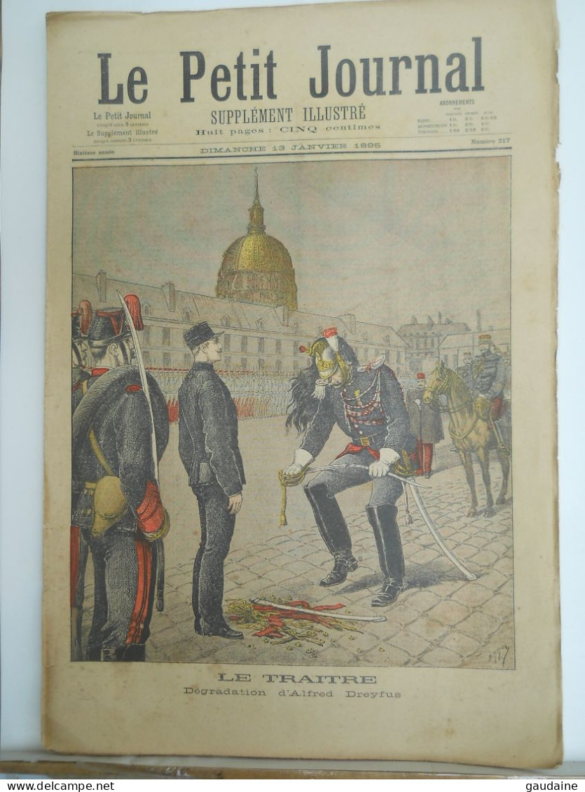 Le Petit Journal N°217 - 13 Janvier 1895 - LE TRAITE - DÉGRADATION D'Alfred DREYFUS – Romani - 1850 - 1899