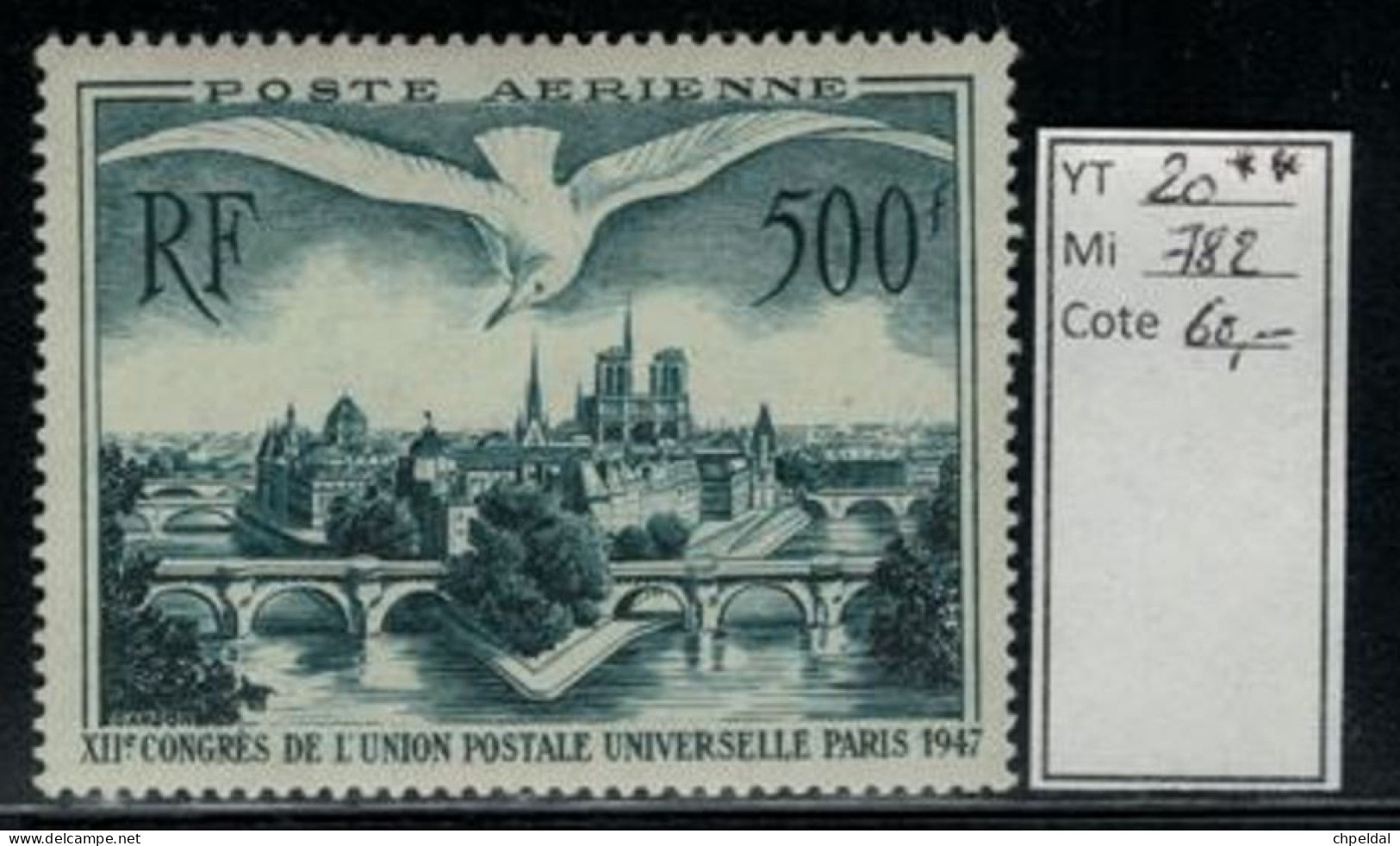 France Poste Aérienne 20 ** Cote Y&T 60 € - 1927-1959 Ungebraucht