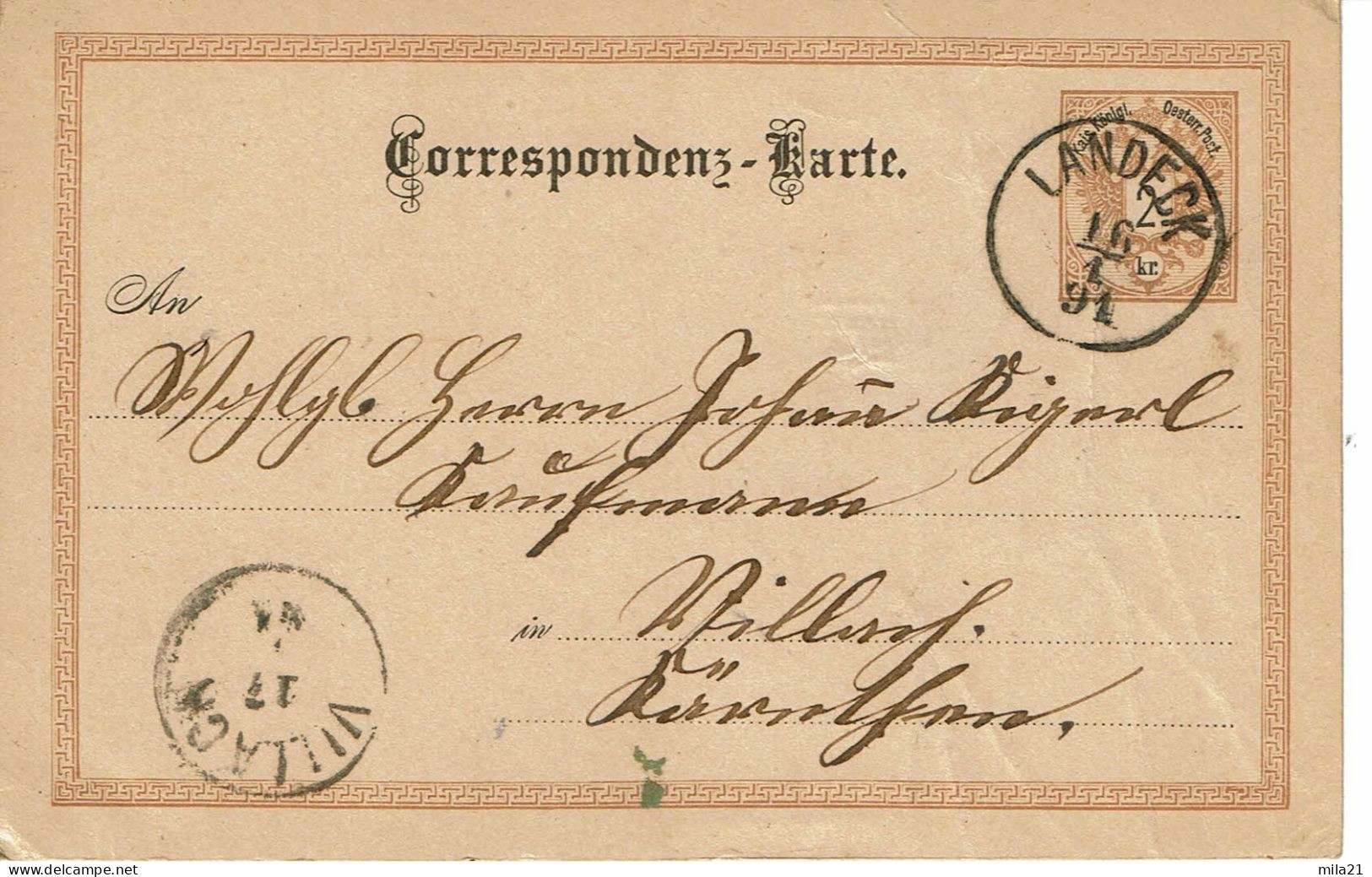 Empire AUTRICHIEN Timbre Type N°40  CORRESPONDENZ KARTE DE 1891 - Cartoline