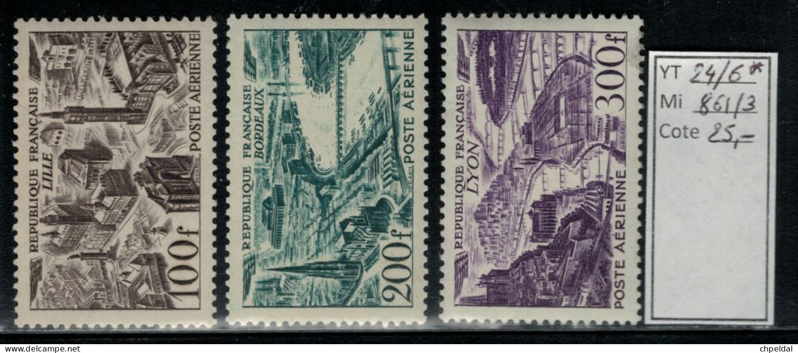 France Poste Aérienne 24/26 * Cote Y&T 25 € - 1927-1959 Mint/hinged