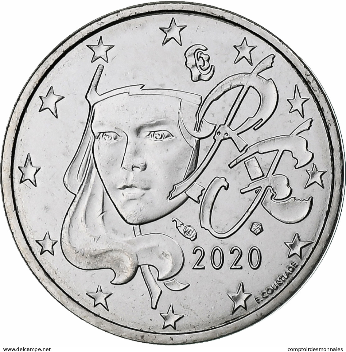 France, 2 Euro Cent, 2020, Pessac, Error Without Copper Platted, NEUF, Acier - Varietà E Curiosità