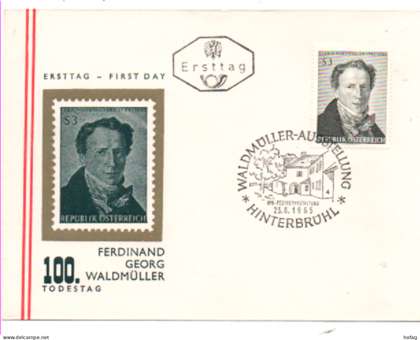 Österreich 1965 MiNr.: 1193 Waldmüller 3 Briefe Ersttag; Austria FDC Scott: 749  YT: 1029 Sg: 1456 - FDC