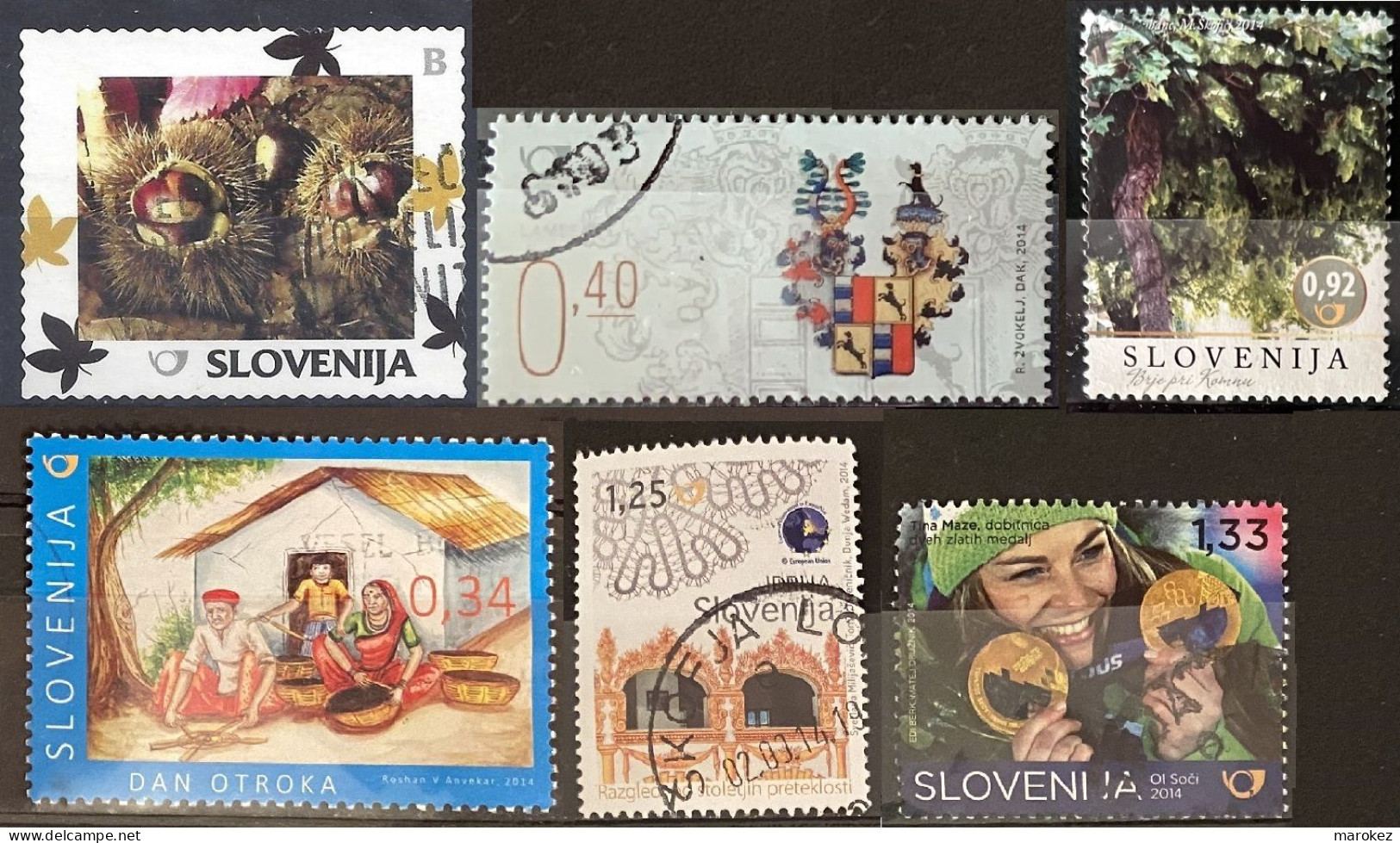 SLOVENIA 2014 6 Postally Used Stamps Michel # 1053,1056,1071,1078,1096,1115 - Slovenië