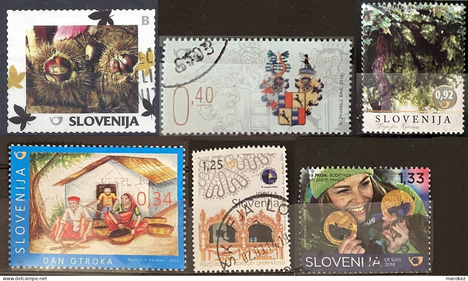SLOVENIA 2014 6 Postally Used Stamps Michel # 1053,1056,1071,1078,1096,1115 - Slovenia