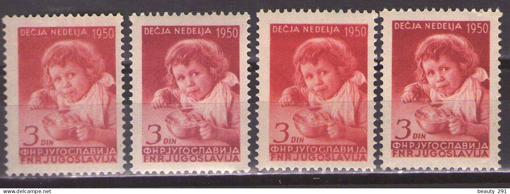 Yugoslavia 1950 - Children's Week - Mi 609 - Different Color - MNH**VF - Unused Stamps