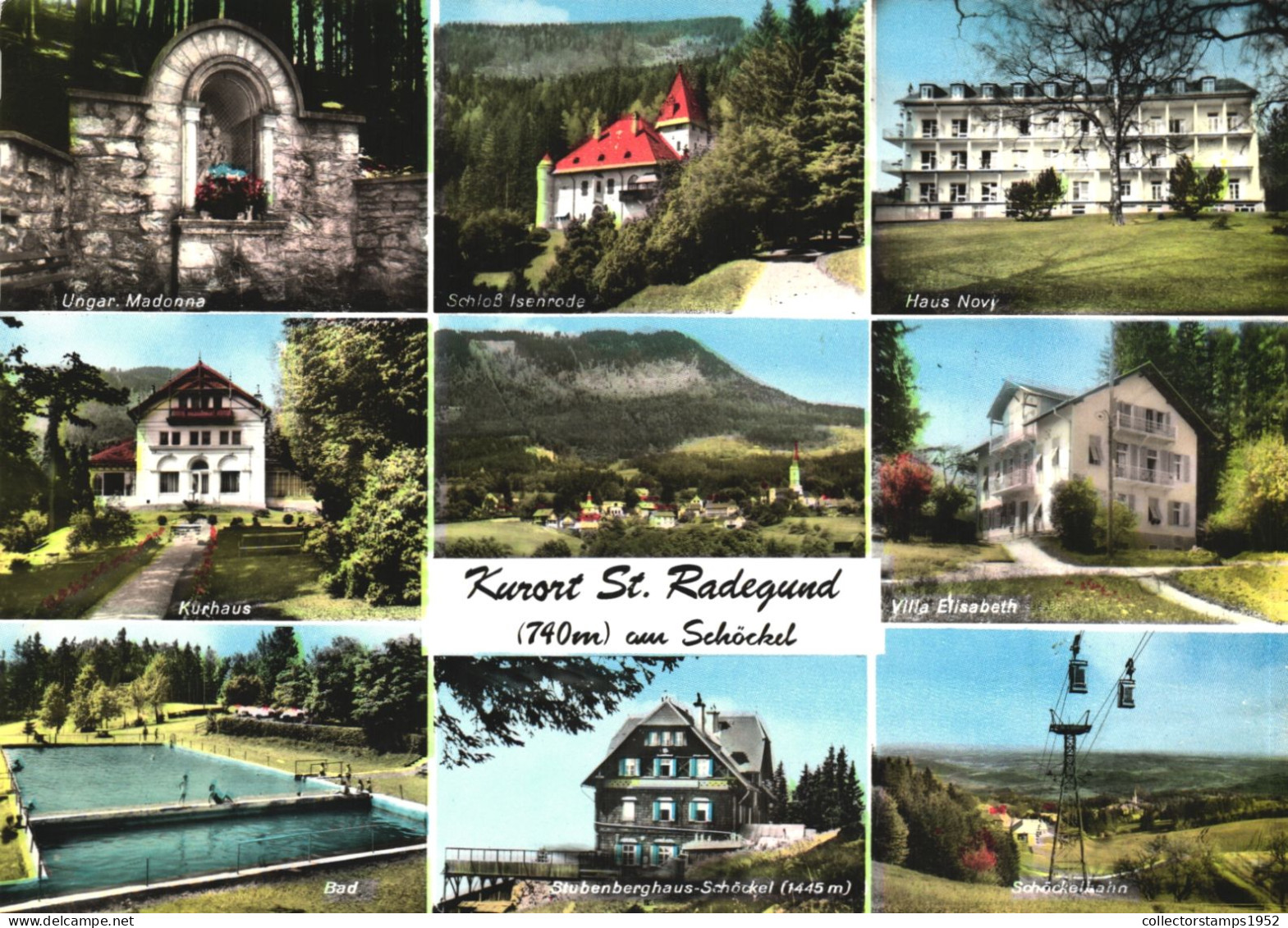 ST. RADEGUND, STYRIA, MULTIPLE VIEWS, ARCHITECTURE, STATUE, SPA, PARK, POOL, CABLE CAR, AUSTRIA, POSTCARD - St. Radegund