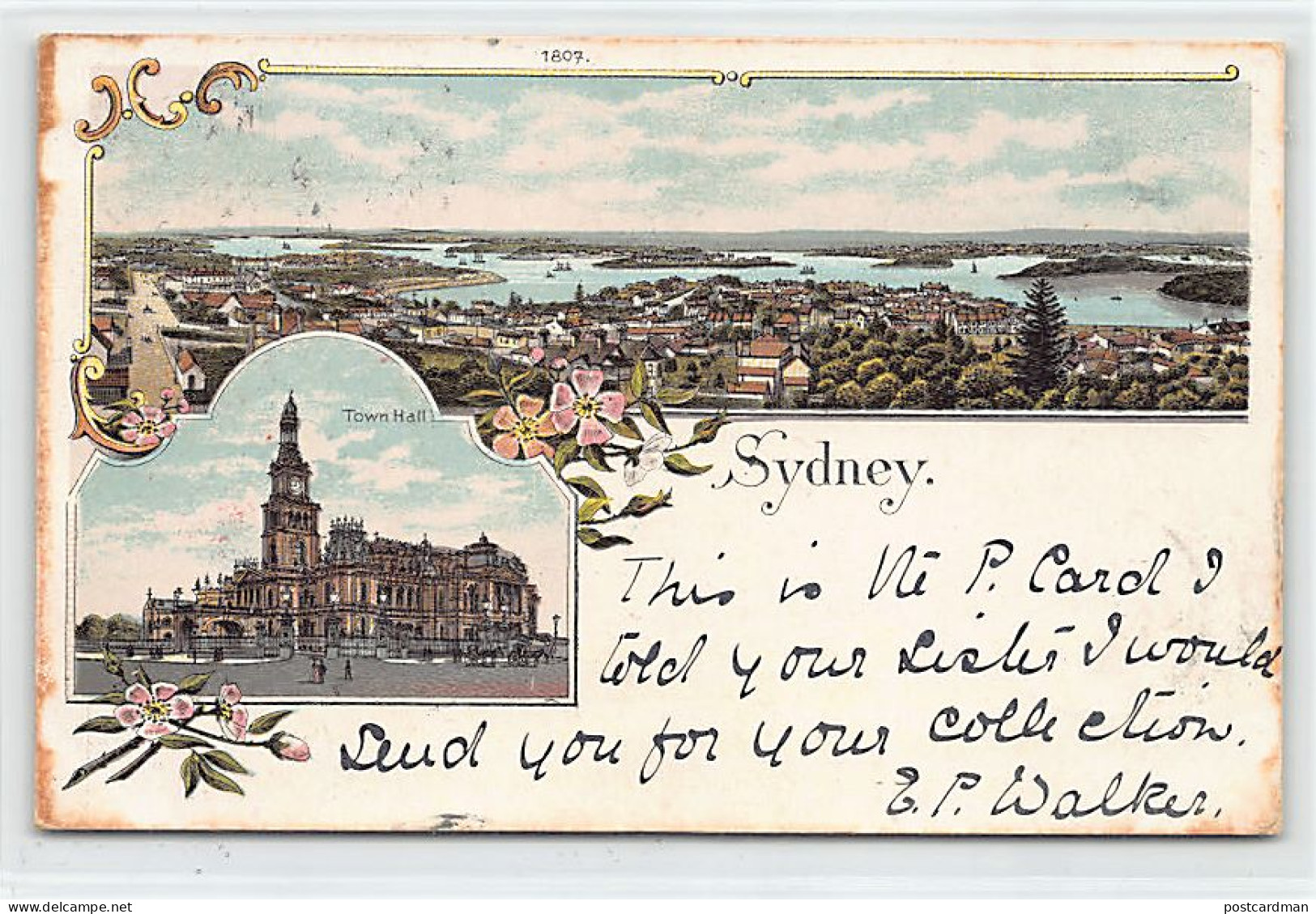 Australia - SYDNEY (NSW) LITHO - Bird's Eye View - Town Hall - Publ. Unknown 1807 - Sydney