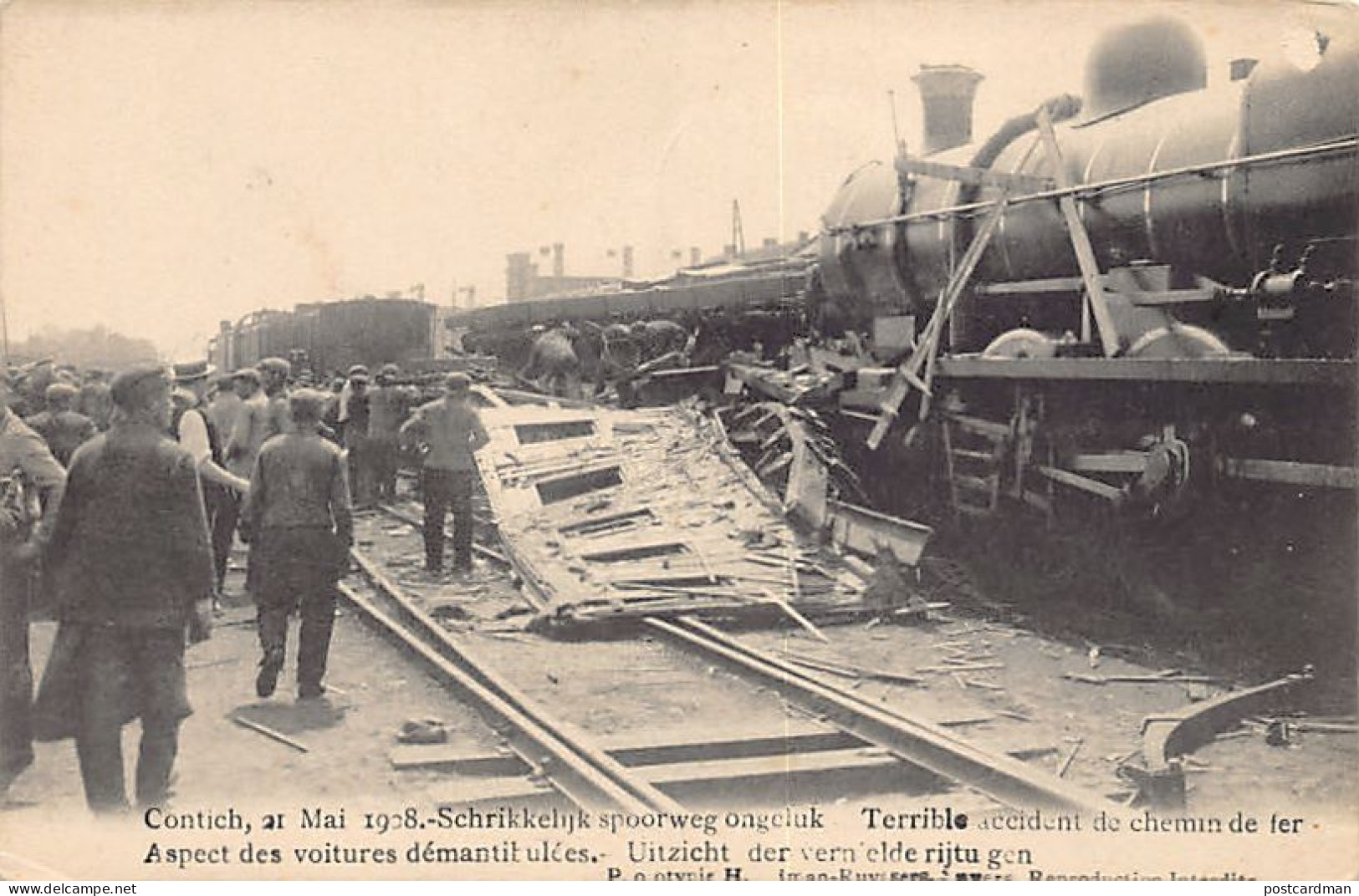 KONTICH (Ant.) Schrikkelijk Spoorwegongeluk - Uitzicht Der Vernielde Ritugen - 21 Mai 1908 - Kontich