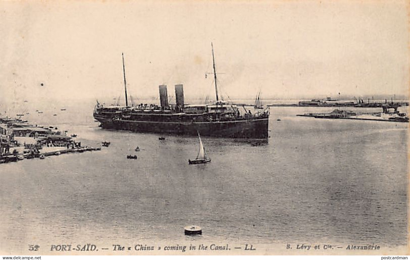 Egypt - PORT-SAÏD - Steamer China Entering The Canal - Publ. S. Lévy & Cie 52 - Port-Saïd