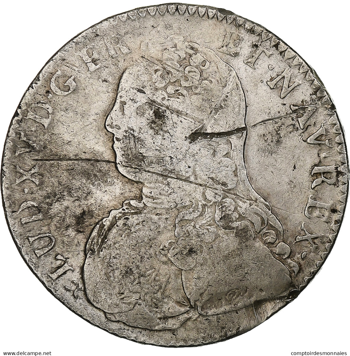 France, Louis XV, 1/2 Ecu Aux Branches D'olivier, 1730, Rouen, Argent, TB - 1715-1774 Lodewijk XV