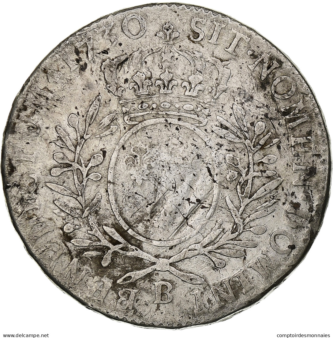 France, Louis XV, 1/2 Ecu Aux Branches D'olivier, 1730, Rouen, Argent, TB - 1715-1774 Luis XV El Bien Amado
