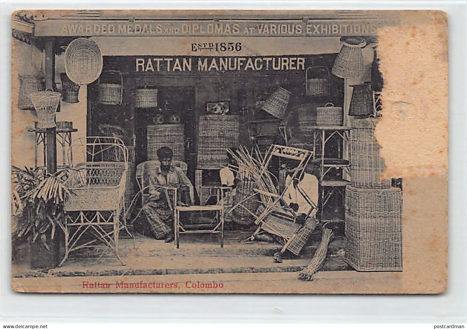 Sril Lanka - COLOMBO - Rattan Manufacturer - SEE SCANS FOR CONDITION - Publ. M. B. Uduman - The Travellers Mart 76 - Sri Lanka (Ceylon)