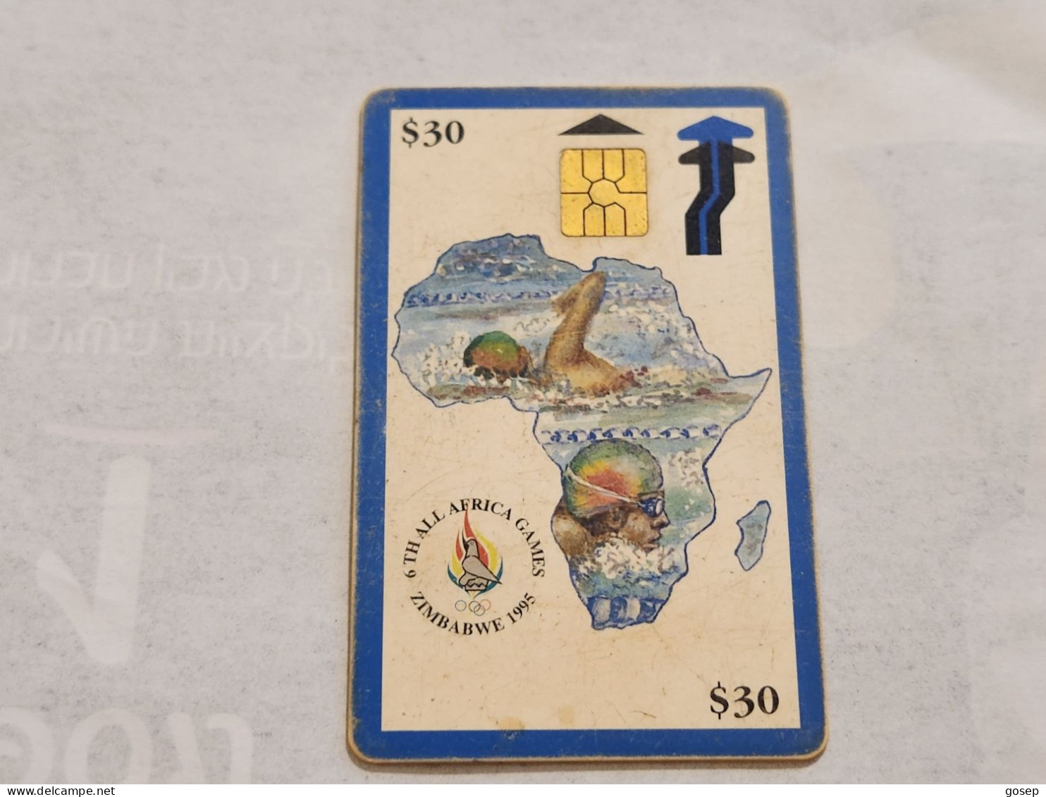 Zimbabwe-(ZIM-03)-6th All Africa Games-(74)-($30)-(1000-068503)-(1/09/1998)-(tirage-10.000)-used Card - Simbabwe