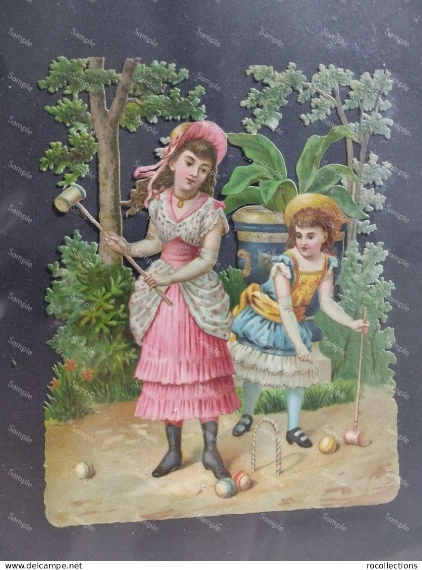 Chromos Litho Girls Playing Croquet - Infantes