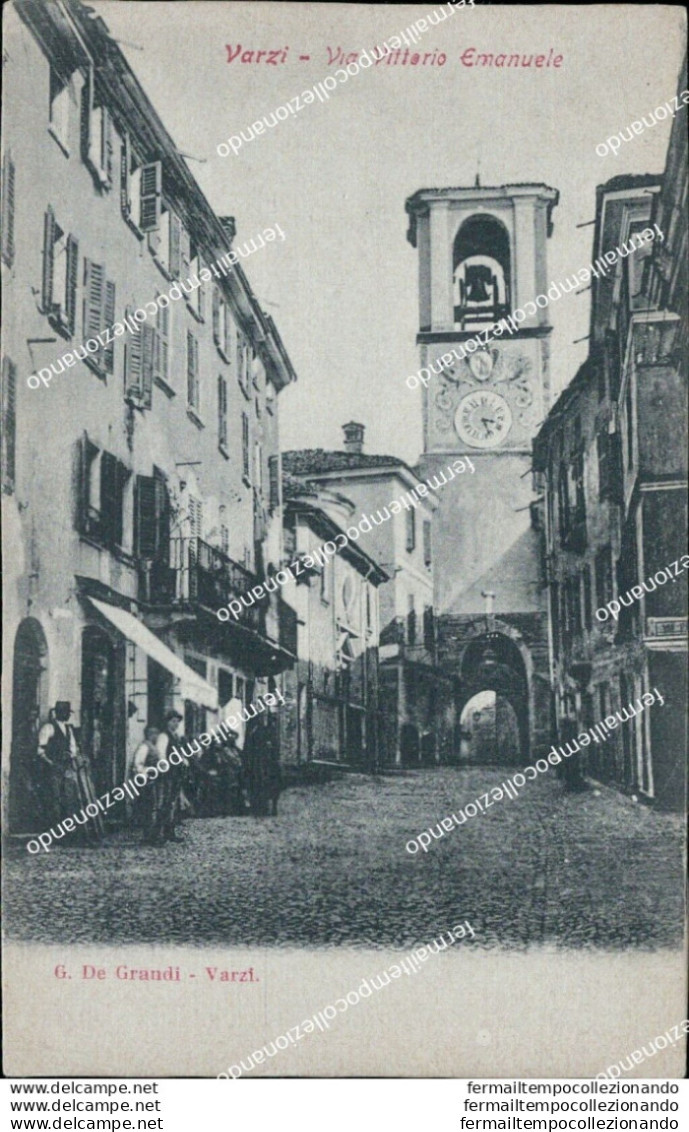 Ba225 Cartolina Varzi Via Vittorio Emanuele Pavia Lombardia Inizio 900 Bella!! - Pavia