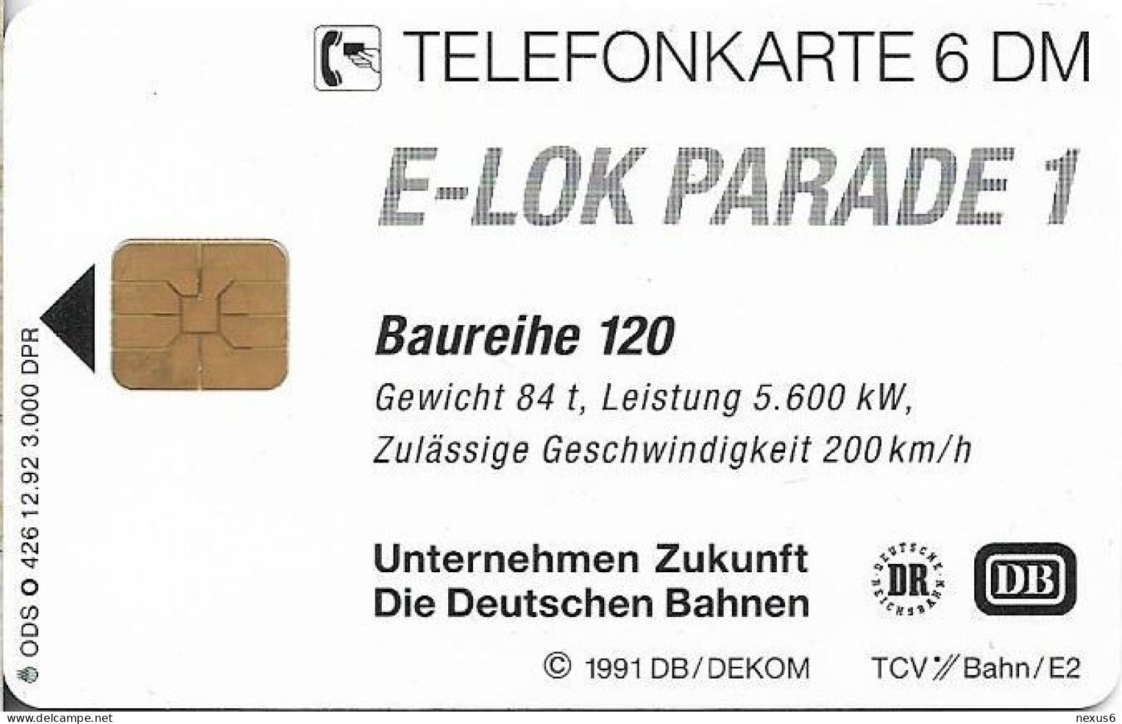 Germany - Deutsche Bundesbahn - E-Lok-Parade 1 (Baureihe 120) - O 0426 - 12.1992, 6DM, 3.000ex, Mint - O-Series : Customers Sets