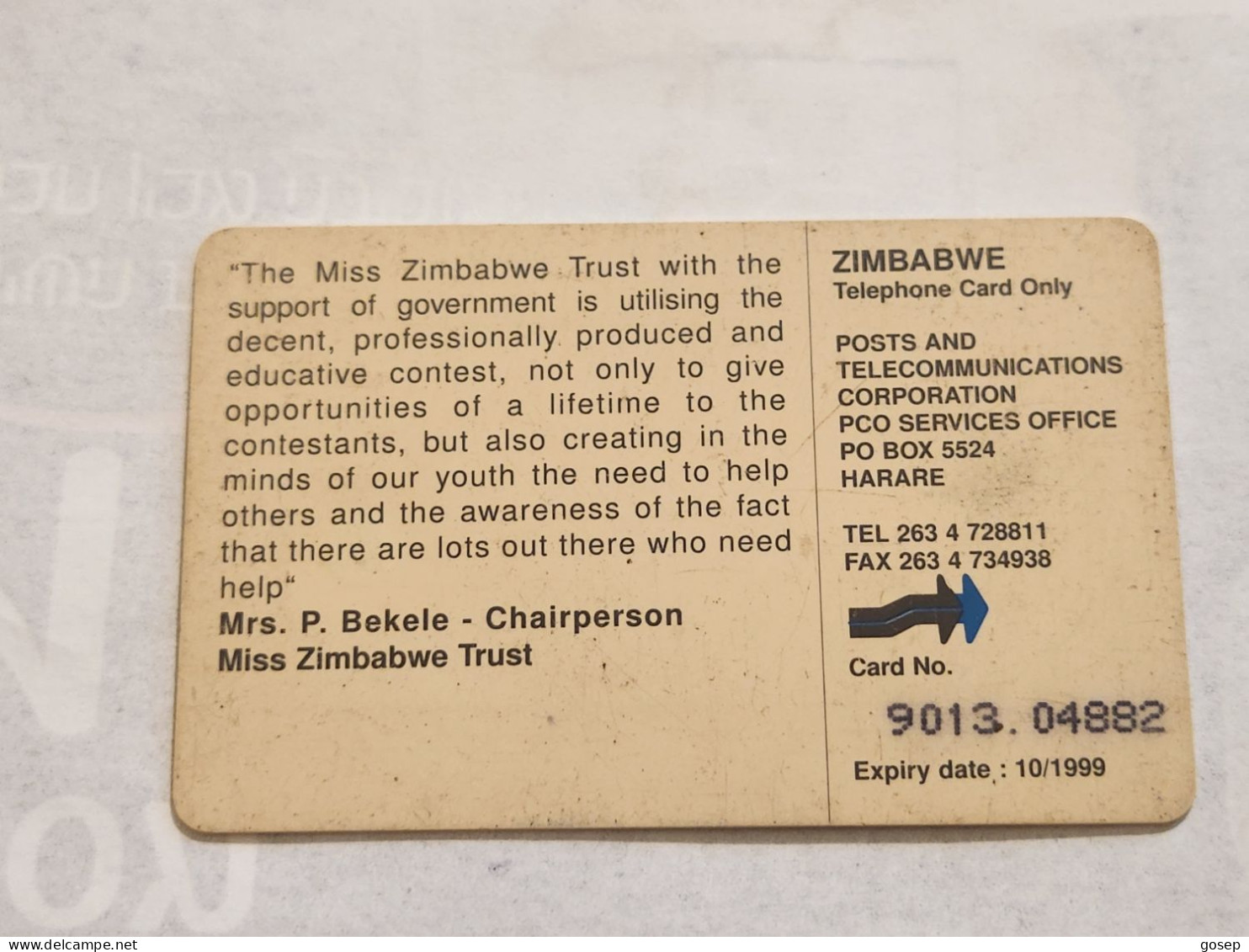 Zimbabwe-(ZIM-12)-Miss Zimbabwe-96-(75)-($50)-(9013-04882)-(1/10/1999)-(tirage-10.000)-used Card - Zimbabwe