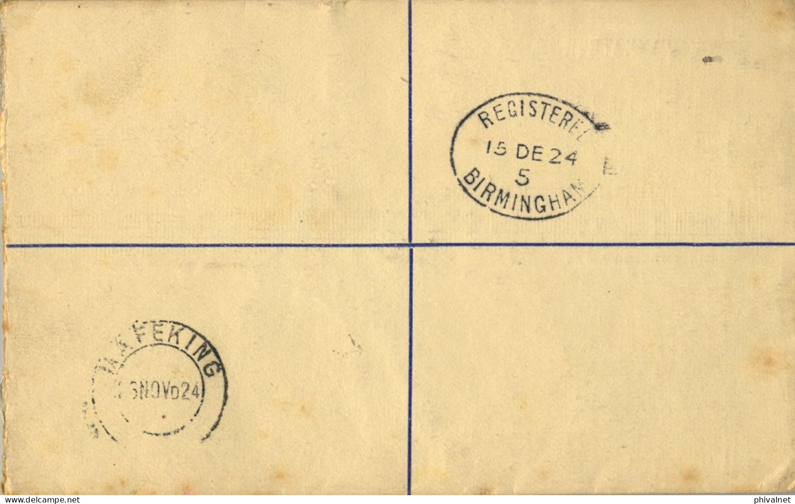1924 AFRICA DEL SUR , MAFEKING - BIRMINGHAM , SOBRE ENTERO POSTAL CERTIFICADO , LLEGADA - Lettres & Documents