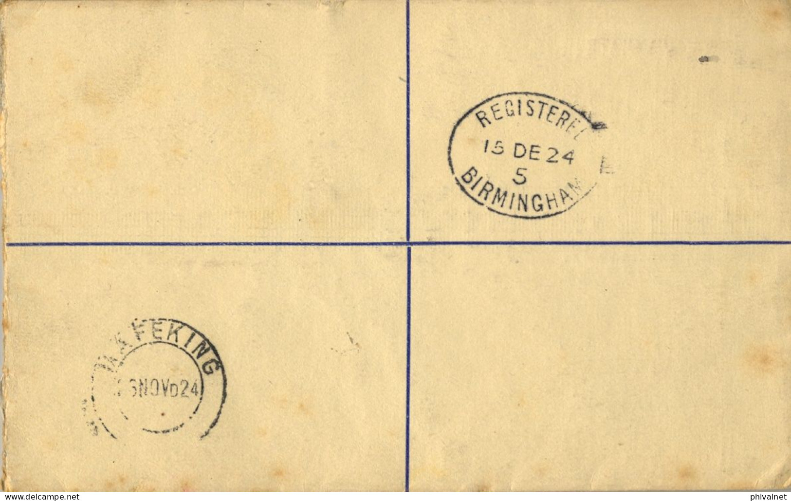 1924 AFRICA DEL SUR , MAFEKING - BIRMINGHAM , SOBRE ENTERO POSTAL CERTIFICADO , LLEGADA - Cartas